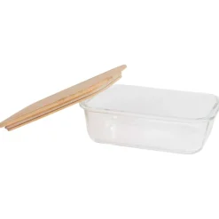 Excellent Houseware Glazen Vershoudschaal Met Bamboe Deksel