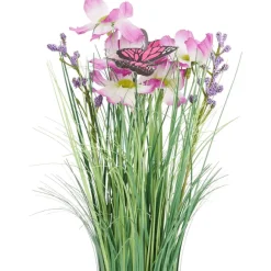 Kunstgrashalm Met Bloemen En Vlinders