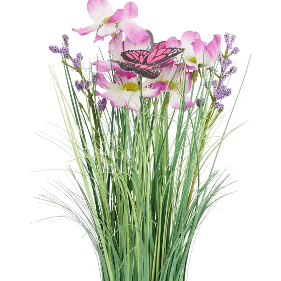 Kunstgrashalm Met Bloemen En Vlinders